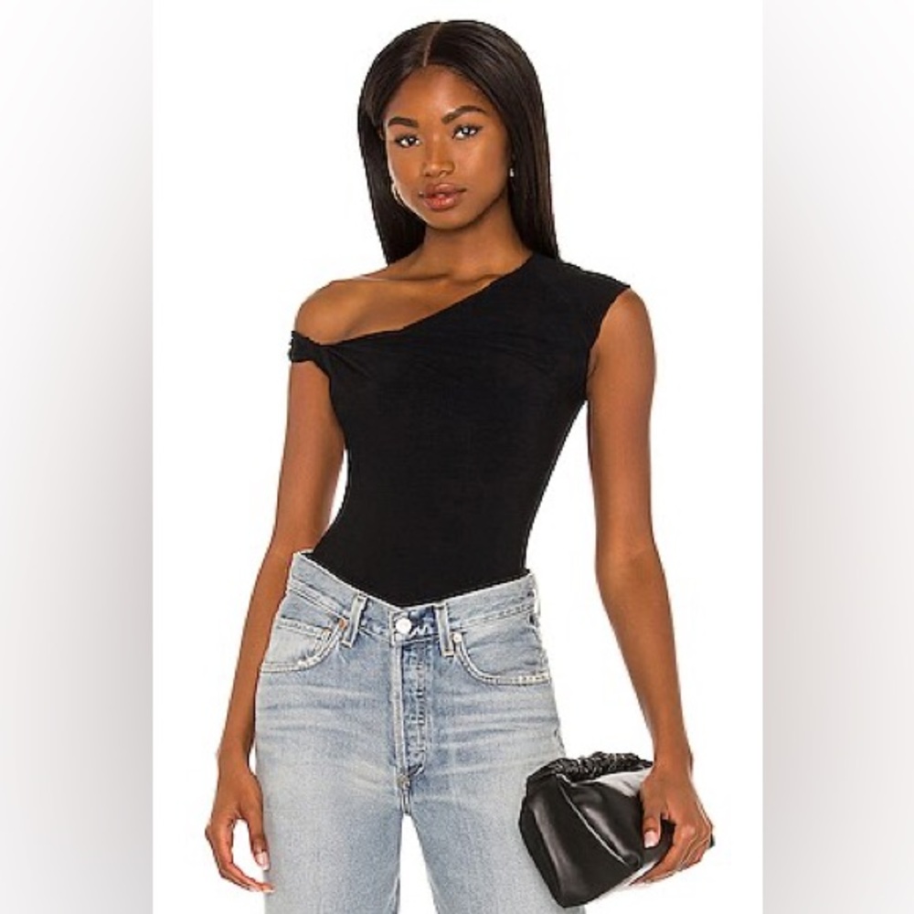 ALIX NYC Tyler Black Asymmetrical One Shoulder Bodysuit NWT Size M